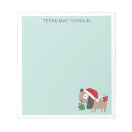 Niedlicher Weihnachtshund auf Minze Notizblock