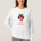 Niedlicher Weihnachtshund Dackel Weihnachten Dacke T-Shirt (Vorderseite)