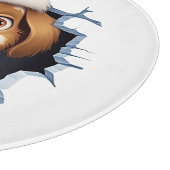 Niedlicher Weihnachtshund durch die Mauer illustri Schneidebrett (Ecke)