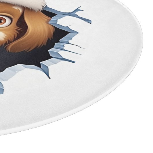 Niedlicher Weihnachtshund durch die Mauer illustri Schneidebrett (Ecke)