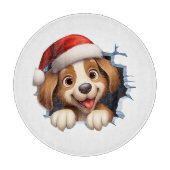 Niedlicher Weihnachtshund durch die Mauer illustri Schneidebrett (Vorderseite)