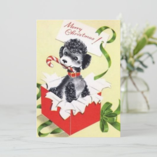 Niedlicher Weihnachtshund Feiertagskarte (Stehend Vorderseite)