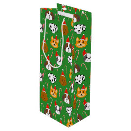 Niedlicher Weihnachtshund Gemustert Geschenktüte Für Weinflaschen