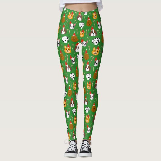 Niedlicher Weihnachtshund Gemustert Leggings (Vorderseite)