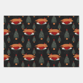 Niedlicher Weihnachtshund Geschenkpapier Set