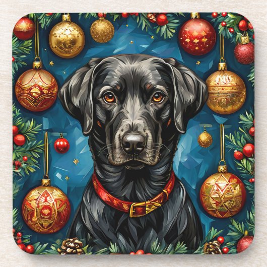 Niedlicher Weihnachtshund Getränkeuntersetzer (Vorderseite)