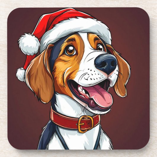 Niedlicher Weihnachtshund Getränkeuntersetzer (Vorderseite)