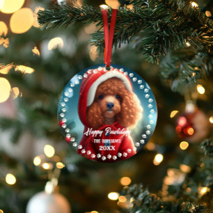 Niedlicher Weihnachtshund Happy Holiday 2-seitig 2 Ornament