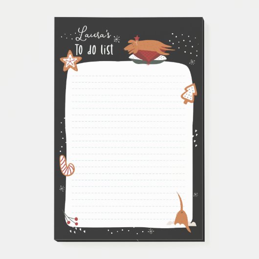 Niedlicher Weihnachtshund kann individuell eingest Post-it Klebezettel (Vorderseite)