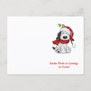 Niedlicher Weihnachtshund mit Weihnachtsmannmütze  Postkarte