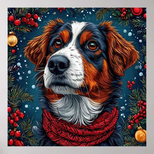 Niedlicher Weihnachtshund Poster (Vorne)