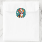 Niedlicher Weihnachtshund Runder Aufkleber (Tasche)