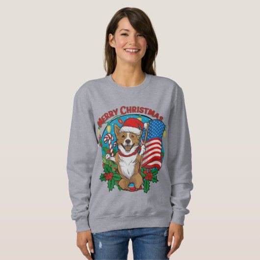 Niedlicher Weihnachtshund Sweatshirt (Vorne ganz)