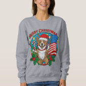 Niedlicher Weihnachtshund Sweatshirt (Vorderseite)