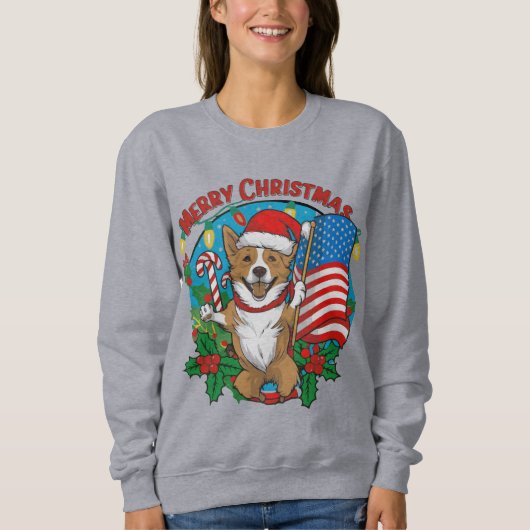 Niedlicher Weihnachtshund Sweatshirt (Vorderseite)