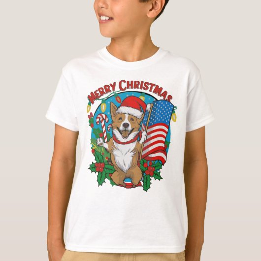 Niedlicher Weihnachtshund T-Shirt (Vorderseite)