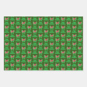 Niedlicher Weihnachtshund und grüner Bow 3 Farbe Geschenkpapier Set (Vorderseite 3)