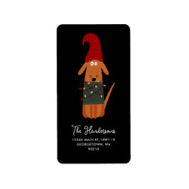 Niedlicher Weihnachtshund & Weihnachtslicht Adressaufkleber