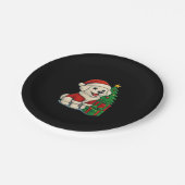 Niedlicher Weihnachtshund, Weihnachtsmannmütze Hun Pappteller (Schrägansicht)