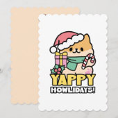 Niedlicher Weihnachtshund - Yappy Howlidays Einladung (Vorne/Hinten)