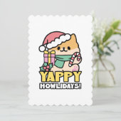 Niedlicher Weihnachtshund - Yappy Howlidays Einladung (Stehend Vorderseite)