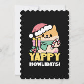 Niedlicher Weihnachtshund - Yappy Howlidays Einladung (Vorderseite)