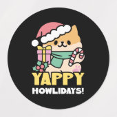 Niedlicher Weihnachtshund - Yappy Howlidays Etiketten (Design 1)