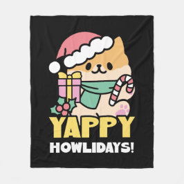 Niedlicher Weihnachtshund - Yappy Howlidays Fleecedecke