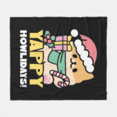 Niedlicher Weihnachtshund - Yappy Howlidays Fleecedecke (Vorderseite (Horizontal))