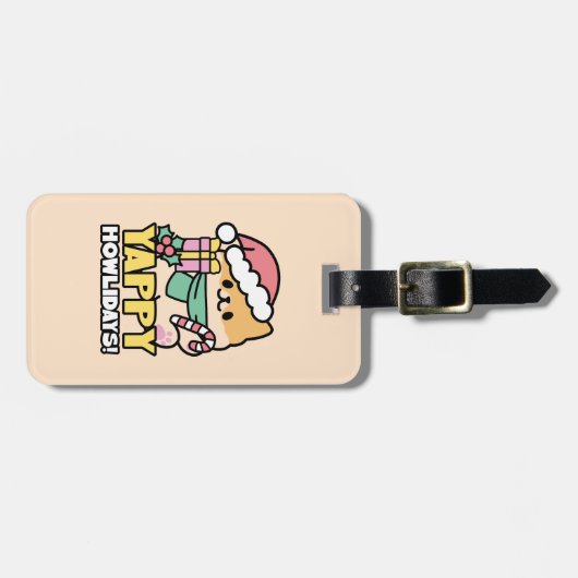 Niedlicher Weihnachtshund - Yappy Howlidays Gepäckanhänger (Vorderseite horizontal)