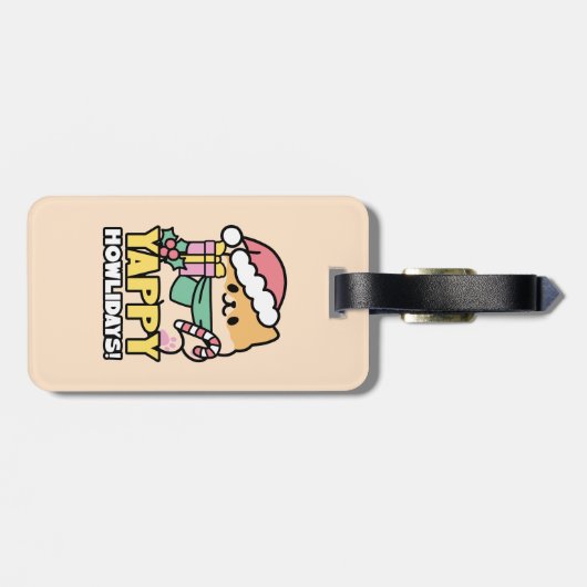 Niedlicher Weihnachtshund - Yappy Howlidays Gepäckanhänger (Rückseite horizontal)