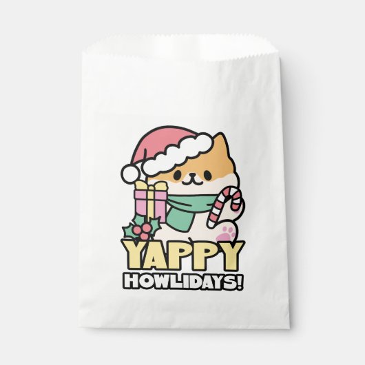 Niedlicher Weihnachtshund - Yappy Howlidays Geschenktütchen (Vorderseite)
