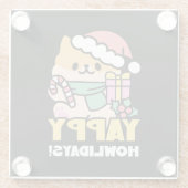Niedlicher Weihnachtshund - Yappy Howlidays Glasuntersetzer (Rückseite)