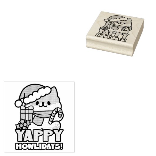 Niedlicher Weihnachtshund - Yappy Howlidays Gummistempel (Stempel)