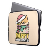 Niedlicher Weihnachtshund - Yappy Howlidays Laptopschutzhülle (Vorderseite Links)