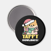 Niedlicher Weihnachtshund - Yappy Howlidays Magnet (Vorderseite/Rückseite)