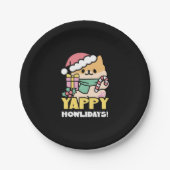 Niedlicher Weihnachtshund - Yappy Howlidays Pappteller (Vorderseite)