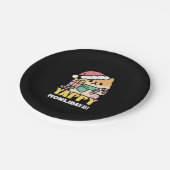 Niedlicher Weihnachtshund - Yappy Howlidays Pappteller (Schrägansicht)