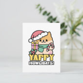 Niedlicher Weihnachtshund - Yappy Howlidays Postkarte (Stehend Vorderseite)