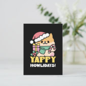 Niedlicher Weihnachtshund - Yappy Howlidays Postkarte (Stehend Vorderseite)