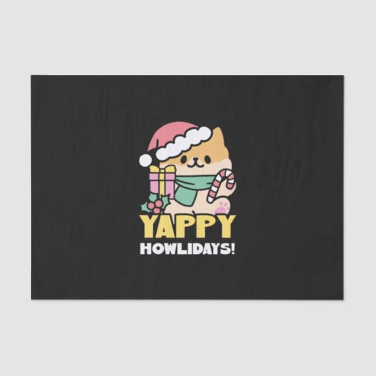 Niedlicher Weihnachtshund - Yappy Howlidays Seidenpapier (Vorderseite)