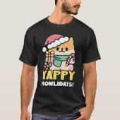 Niedlicher Weihnachtshund - Yappy Howlidays T-Shirt (Vorderseite)