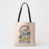 Niedlicher Weihnachtshund - Yappy Howlidays Tasche (Vorderseite)
