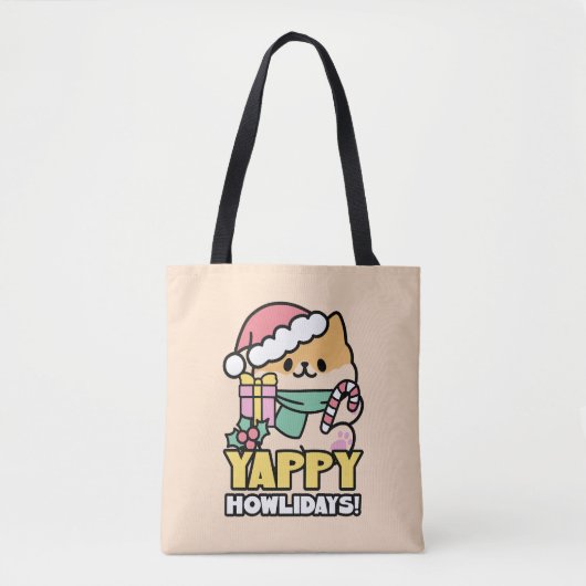 Niedlicher Weihnachtshund - Yappy Howlidays Tasche (Vorderseite)