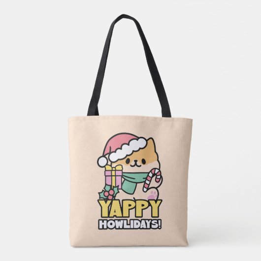 Niedlicher Weihnachtshund - Yappy Howlidays Tasche (Rückseite)