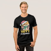 Niedlicher Weihnachtshund - Yappy Howlidays Tri-Blend Shirt (Vorderseite voll)
