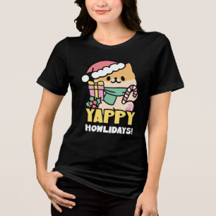 Niedlicher Weihnachtshund - Yappy Howlidays Tri-Blend Shirt