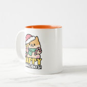 Niedlicher Weihnachtshund - Yappy Howlidays Zweifarbige Tasse (Vorderseite Links)
