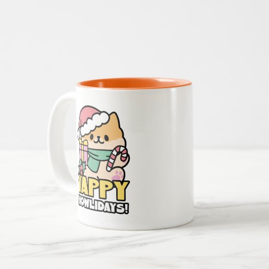 Niedlicher Weihnachtshund - Yappy Howlidays Zweifarbige Tasse (Vorderseite Links)