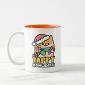Niedlicher Weihnachtshund - Yappy Howlidays Zweifarbige Tasse (Links)